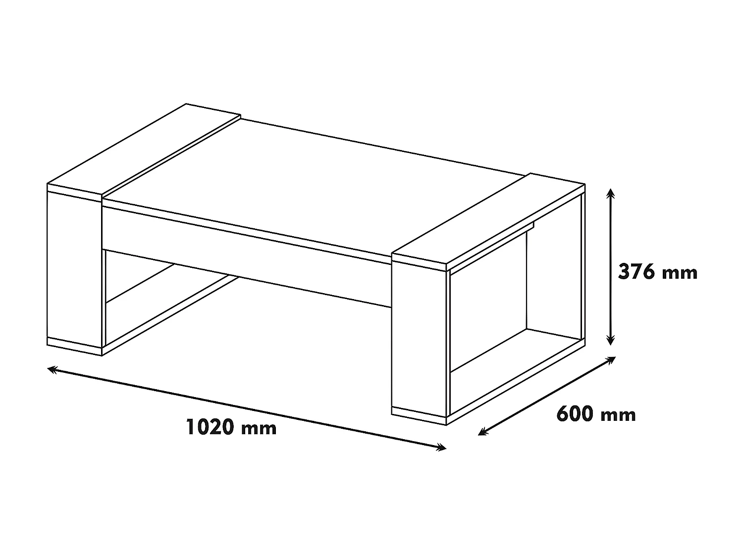 Mesa de café Kailua 1222, Nogal|Blanco, 38x60x102cm, Aglomerado laminado, Angular