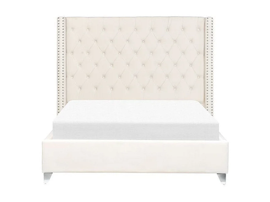 Lit capitonné Chesterfield velours Klouto-Couleur Beige clair-160x200