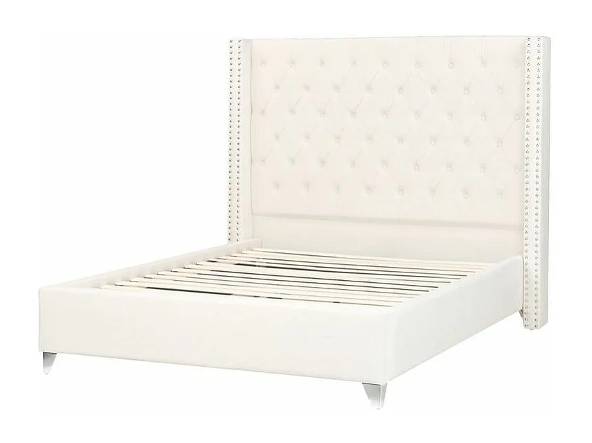 Lit capitonné Chesterfield velours Klouto-Couleur Beige clair-160x200