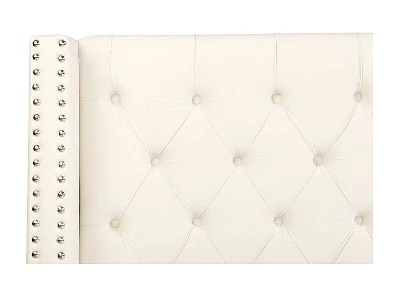 Lit capitonné Chesterfield velours Klouto-Couleur Beige clair-160x200