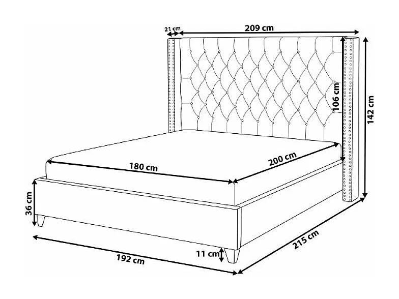 Lit capitonné Chesterfield velours Klouto-Couleur Gris-180x200