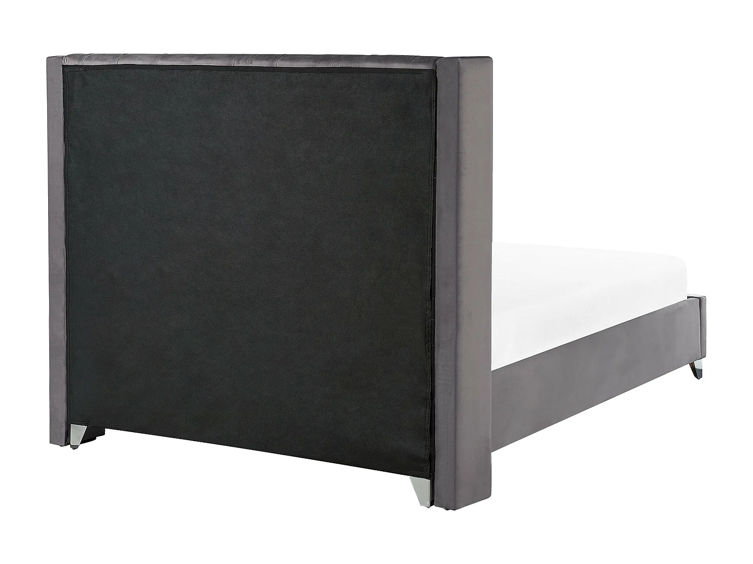 Lit capitonné Chesterfield velours Klouto-Couleur Gris-180x200