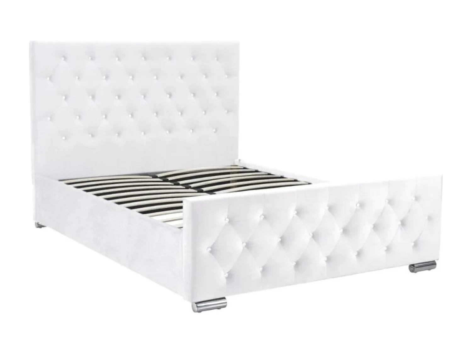 Lit capitonné velours avec boutons scintillants incrustés Luxia-Couleur Gris-160x200