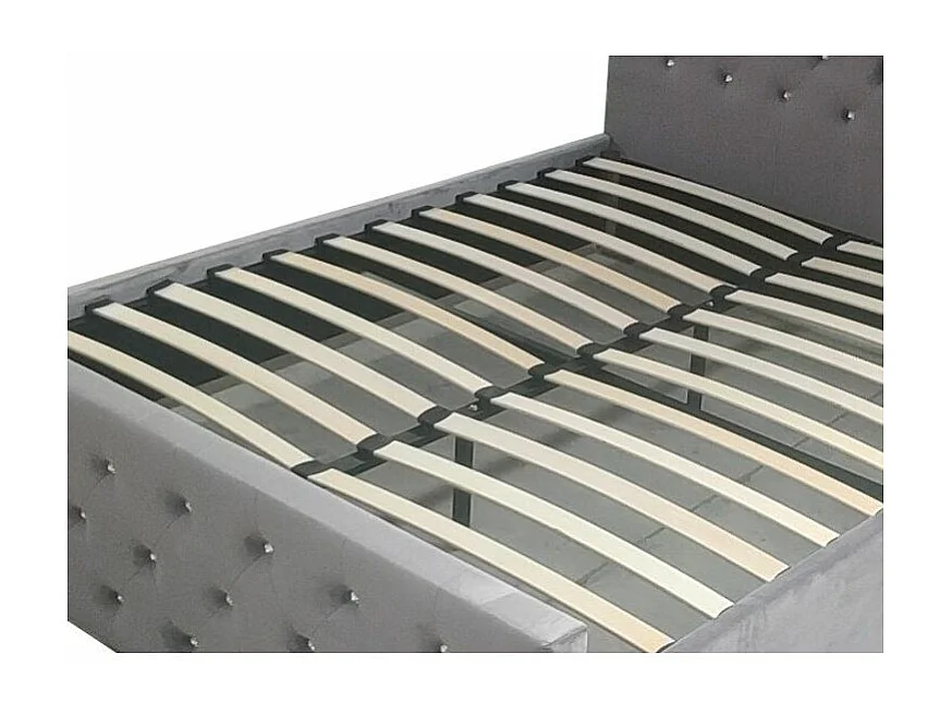 Lit capitonné velours avec boutons scintillants incrustés Luxia-Couleur Gris-160x200
