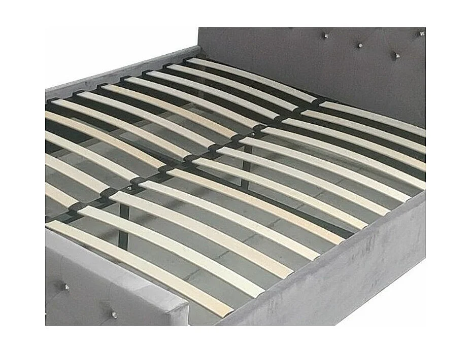 Lit capitonné velours avec boutons scintillants incrustés Luxia-Couleur Gris-140x190