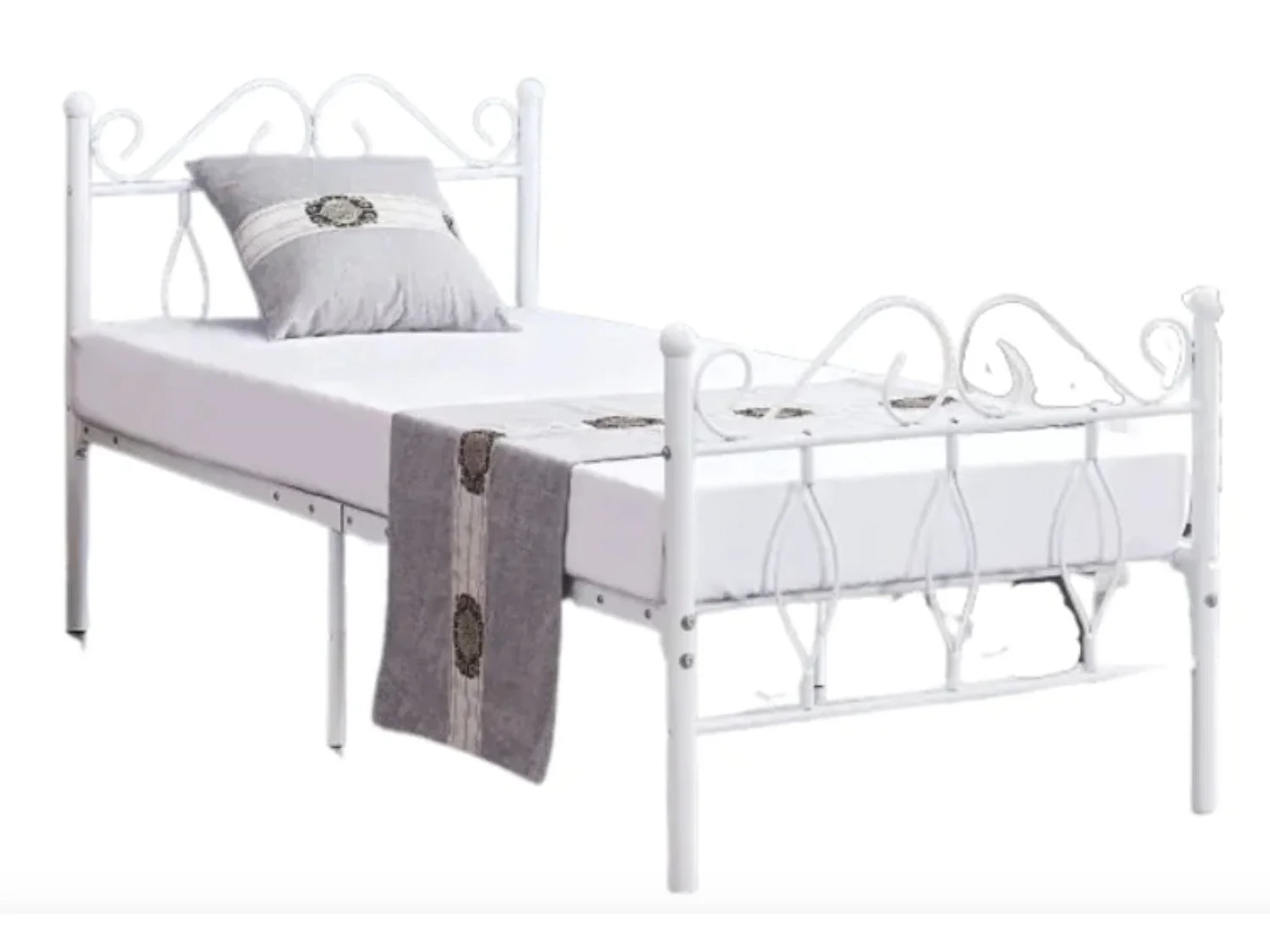 Lit métal Kym-Couleur Blanc-90x190