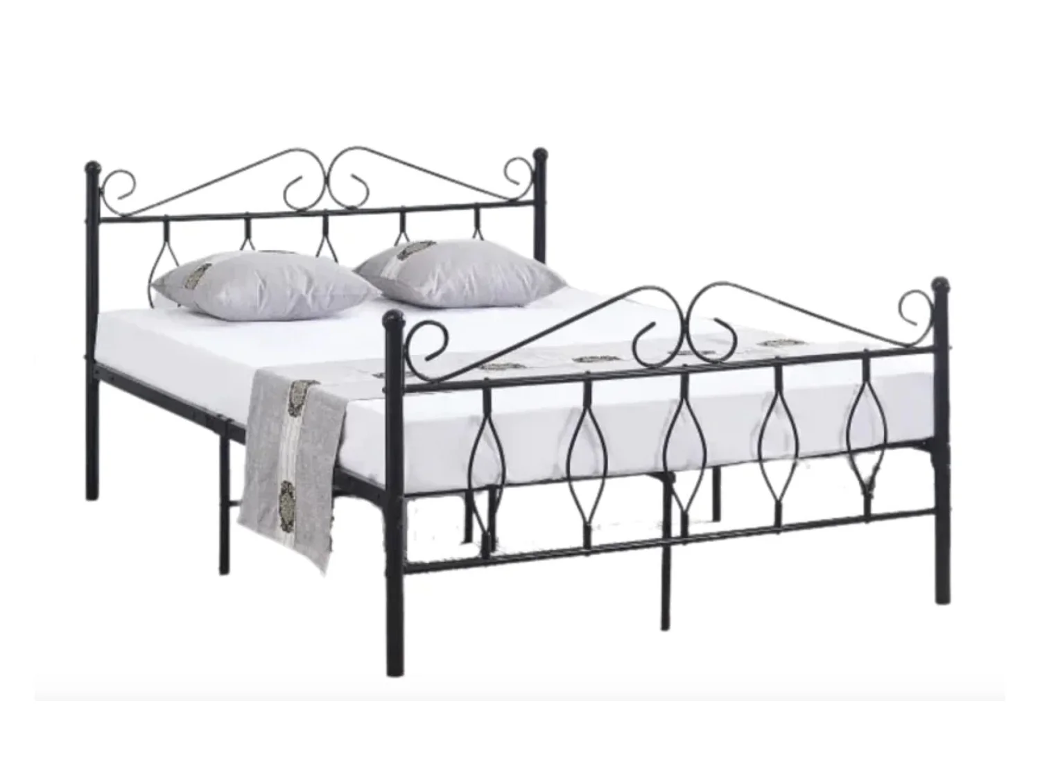 Lit métal Kym-Couleur Blanc-90x190