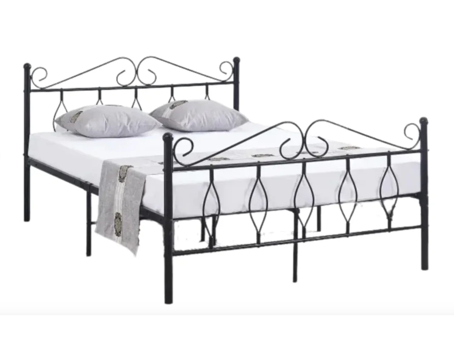 Lit métal Kym-Couleur Blanc-90x190