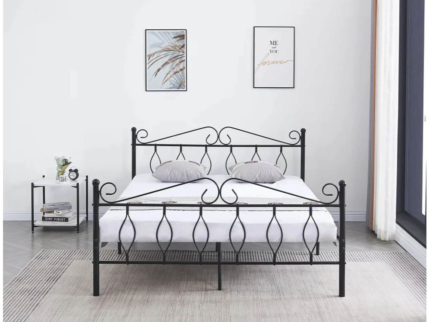 Lit métal Kym-Couleur Blanc-90x190