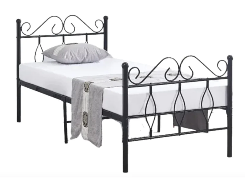 Lit métal Kym-Couleur Noir-90x190