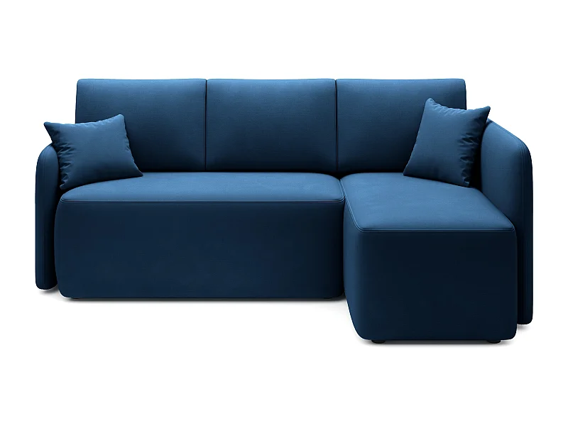 Petit canapé d'angle convertible 3 places tissu bleu Takin 206cm-Méridienne A droite