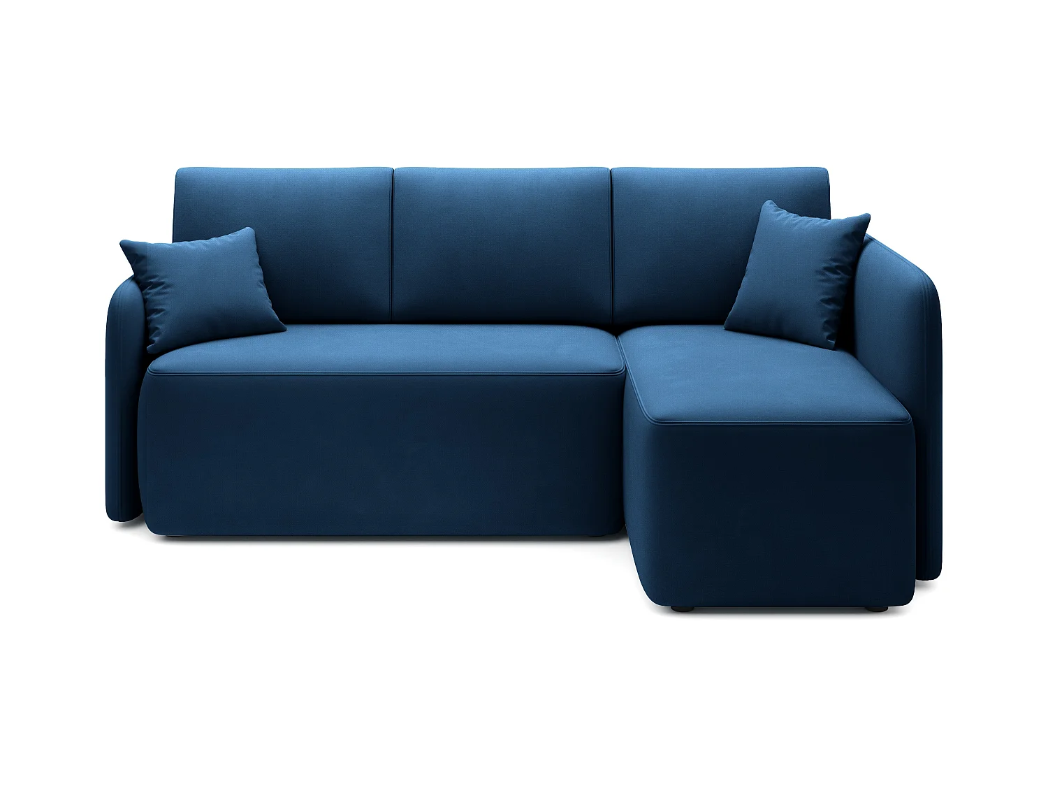 Petit canapé d'angle convertible 3 places tissu bleu Takin 206cm-Méridienne A droite