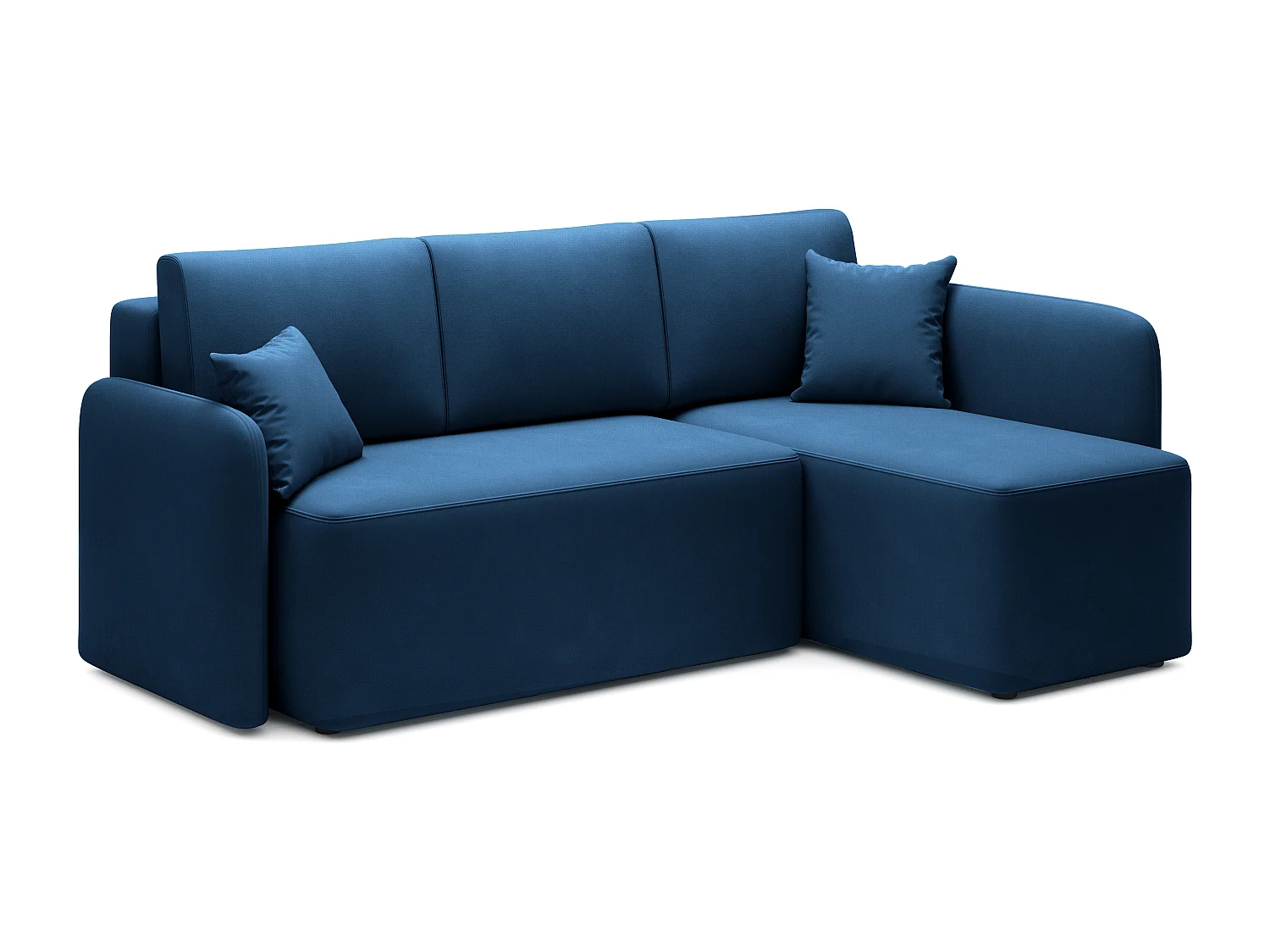 Petit canapé d'angle convertible 3 places tissu bleu Takin 206cm-Méridienne A droite