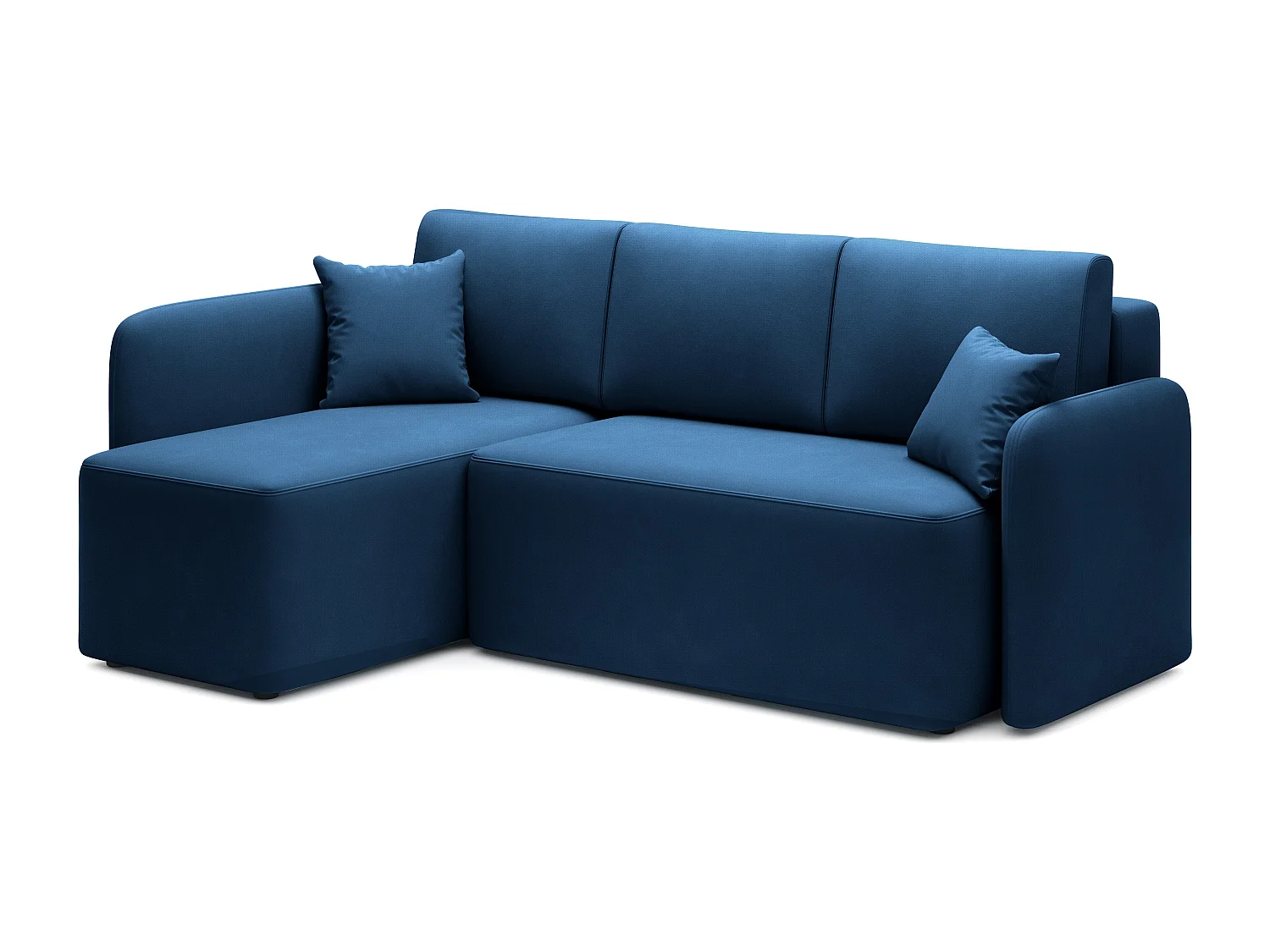 Petit canapé d'angle convertible 3 places tissu bleu Takin 206cm-Méridienne A gauche