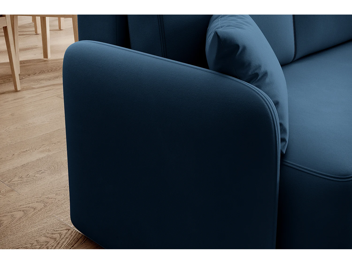 Petit canapé d'angle convertible 3 places tissu bleu Takin 206cm-Méridienne A gauche