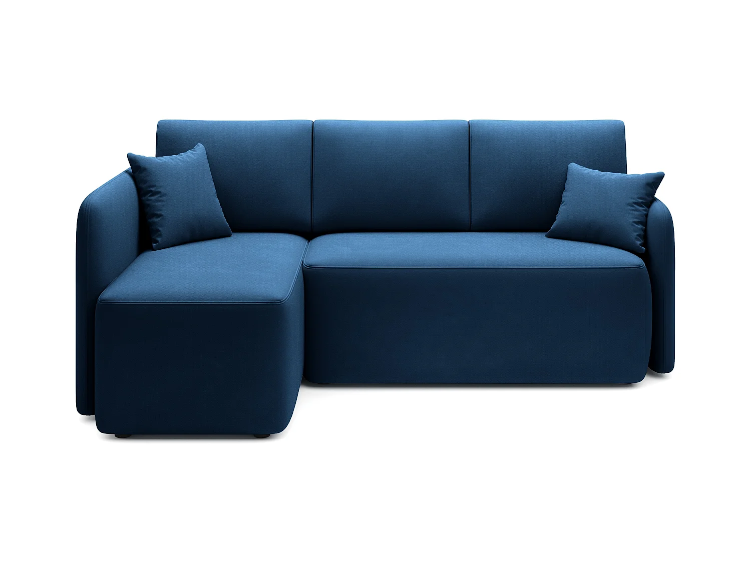 Petit canapé d'angle convertible 3 places tissu bleu Takin 206cm-Méridienne A gauche