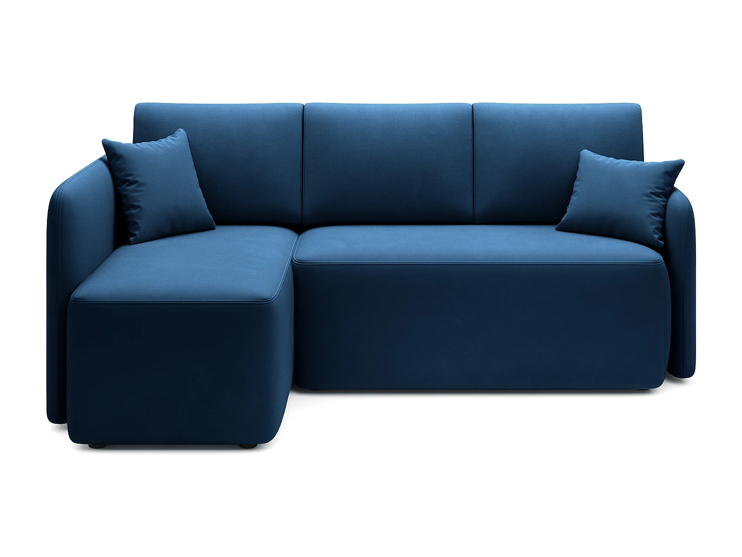 Petit canapé d'angle convertible 3 places tissu bleu Takin 206cm-Méridienne A gauche