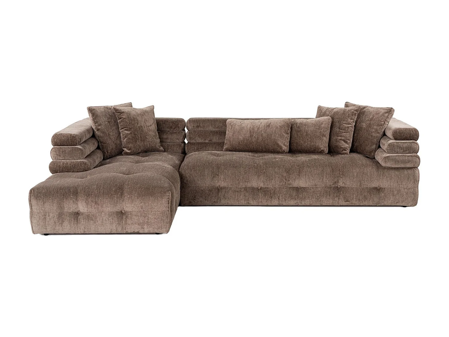 Canapé d'angle à gauche Adal Velours Marron Clair