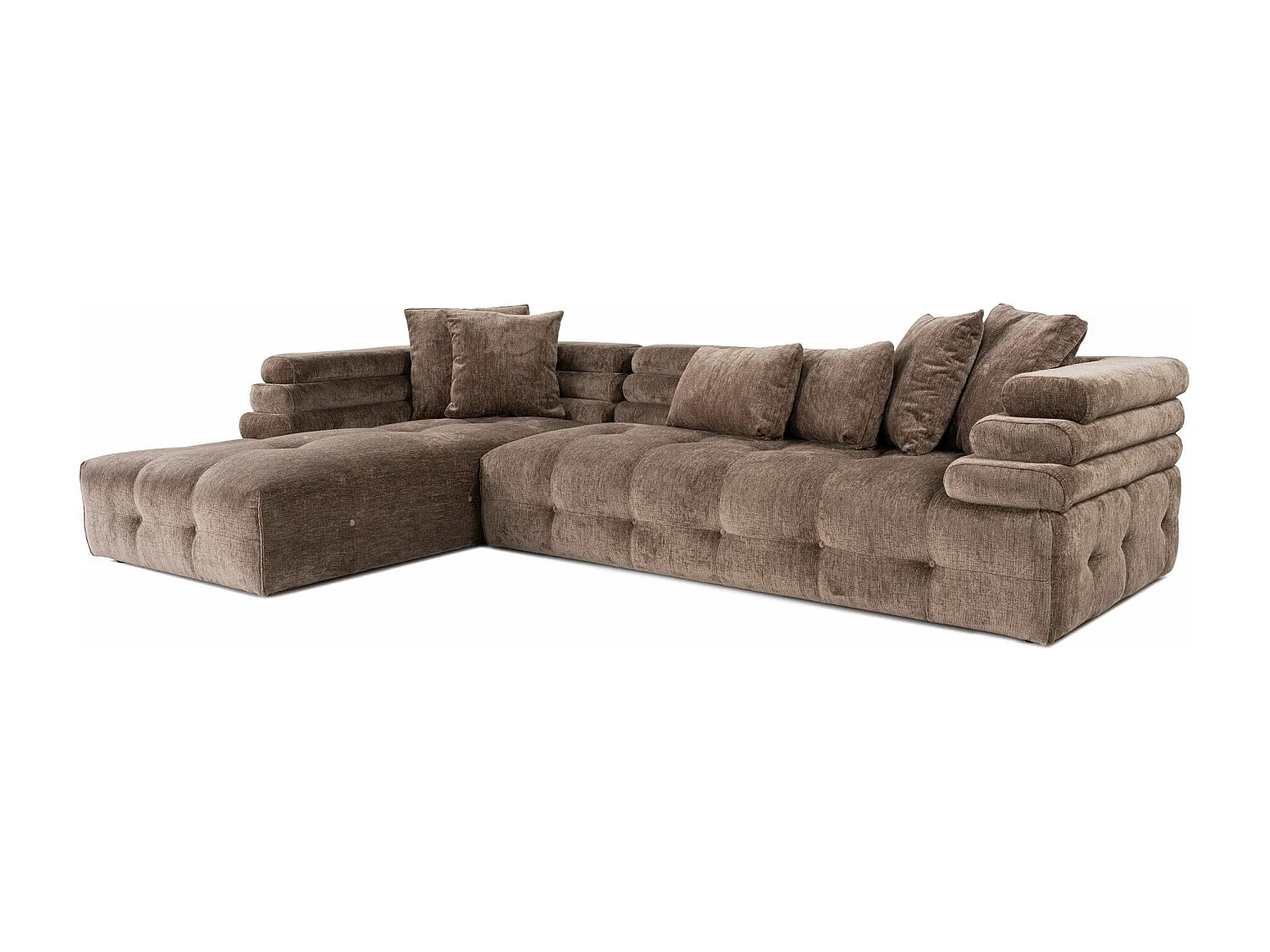 Canapé d'angle à gauche Adal Velours Marron Clair