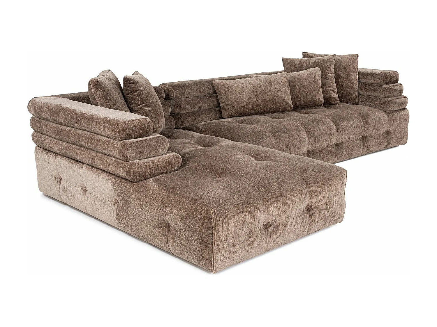 Canapé d'angle à gauche Adal Velours Marron Clair