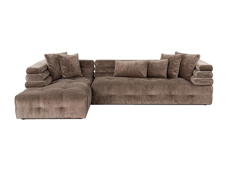 Canapé d'angle à gauche Adal Velours Marron Clair