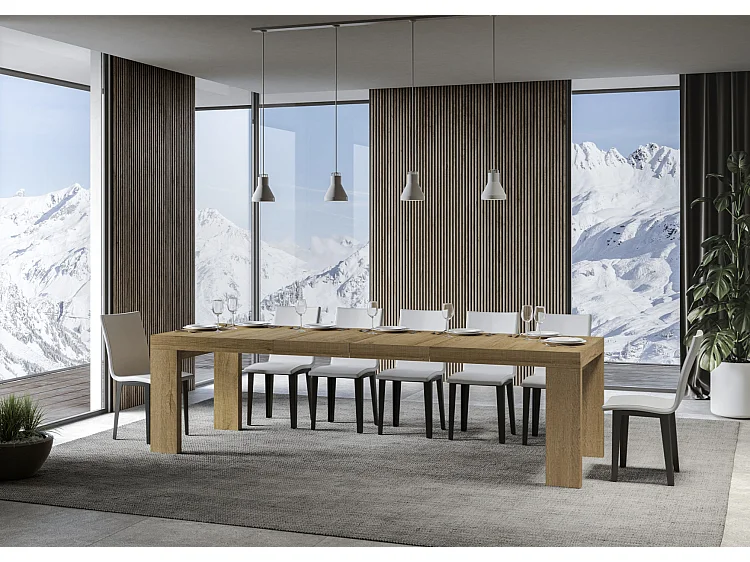 Rechthoekige uitschuifbare tafel 180 tot 284 cm wit Ribo-Voet en steun op zwenkwielen