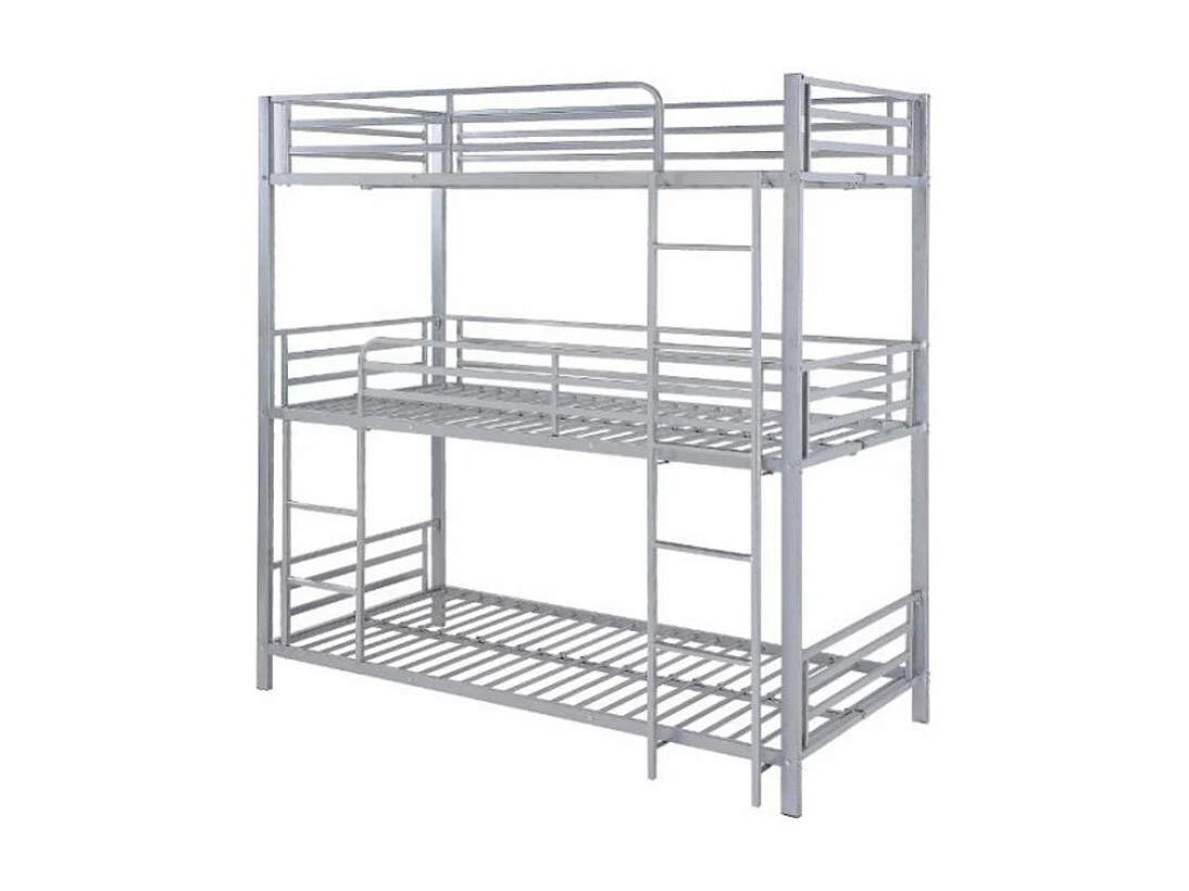 Lit superposé 3 niveaux métal 90x190 Trio-Couleur Gris