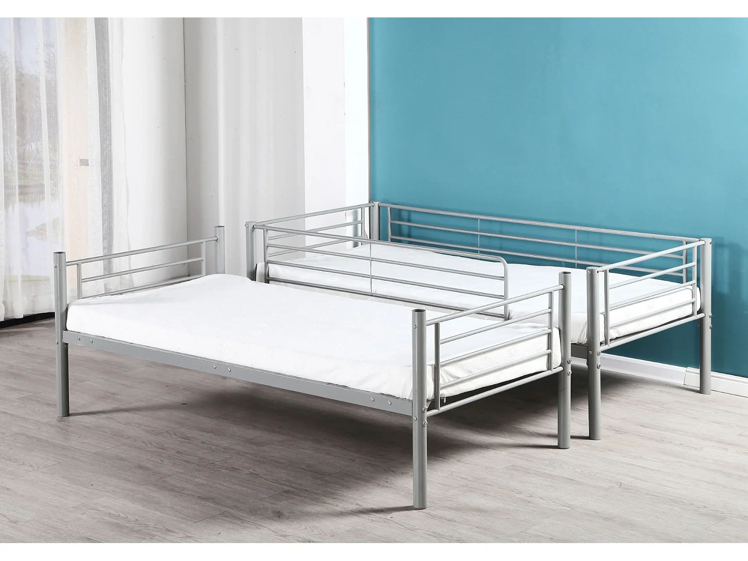 Lit superposé séparable métal 90x190 Aliza-Couleur Gris