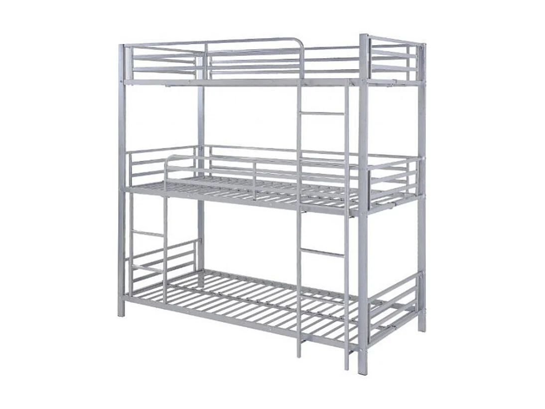 Lit superposé 3 niveaux métal 90x190 Trio-Couleur Blanc