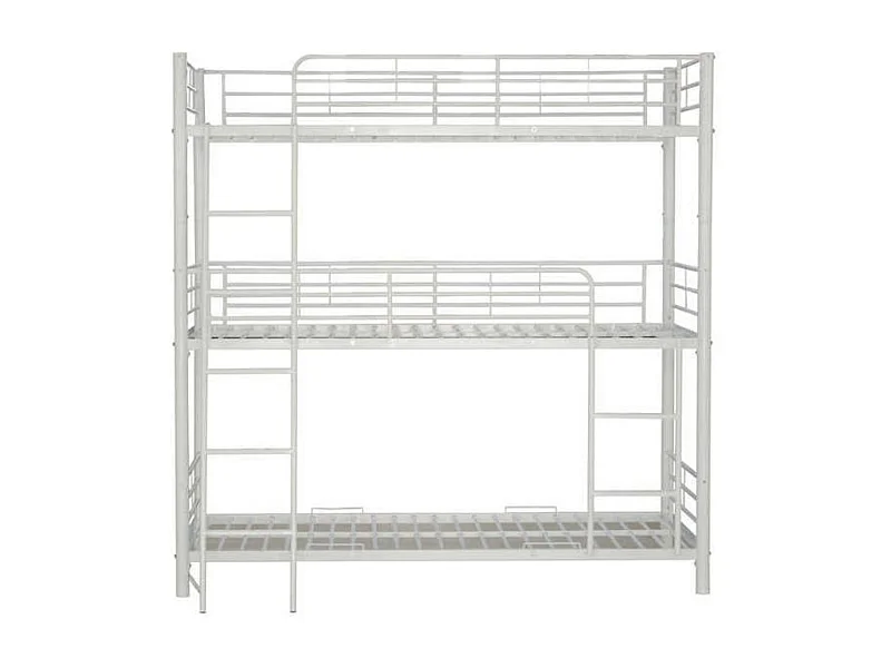 Lit superposé 3 niveaux métal 90x190 Trio-Couleur Blanc