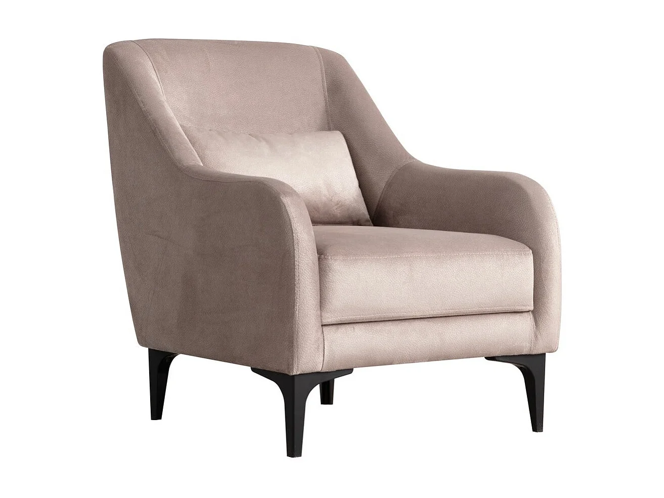 Sillón Altadena 589, De color marrón claro, 81x60x72cm, Cuero ecológico, Patas: Madera