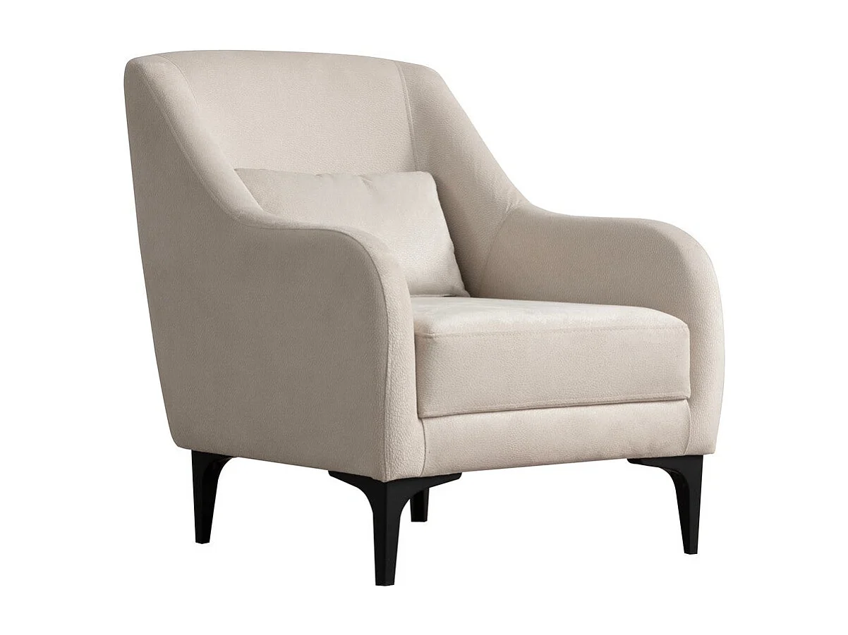 Sillón Altadena 589, De color marrón claro, 81x60x72cm, Cuero ecológico, Patas: Madera