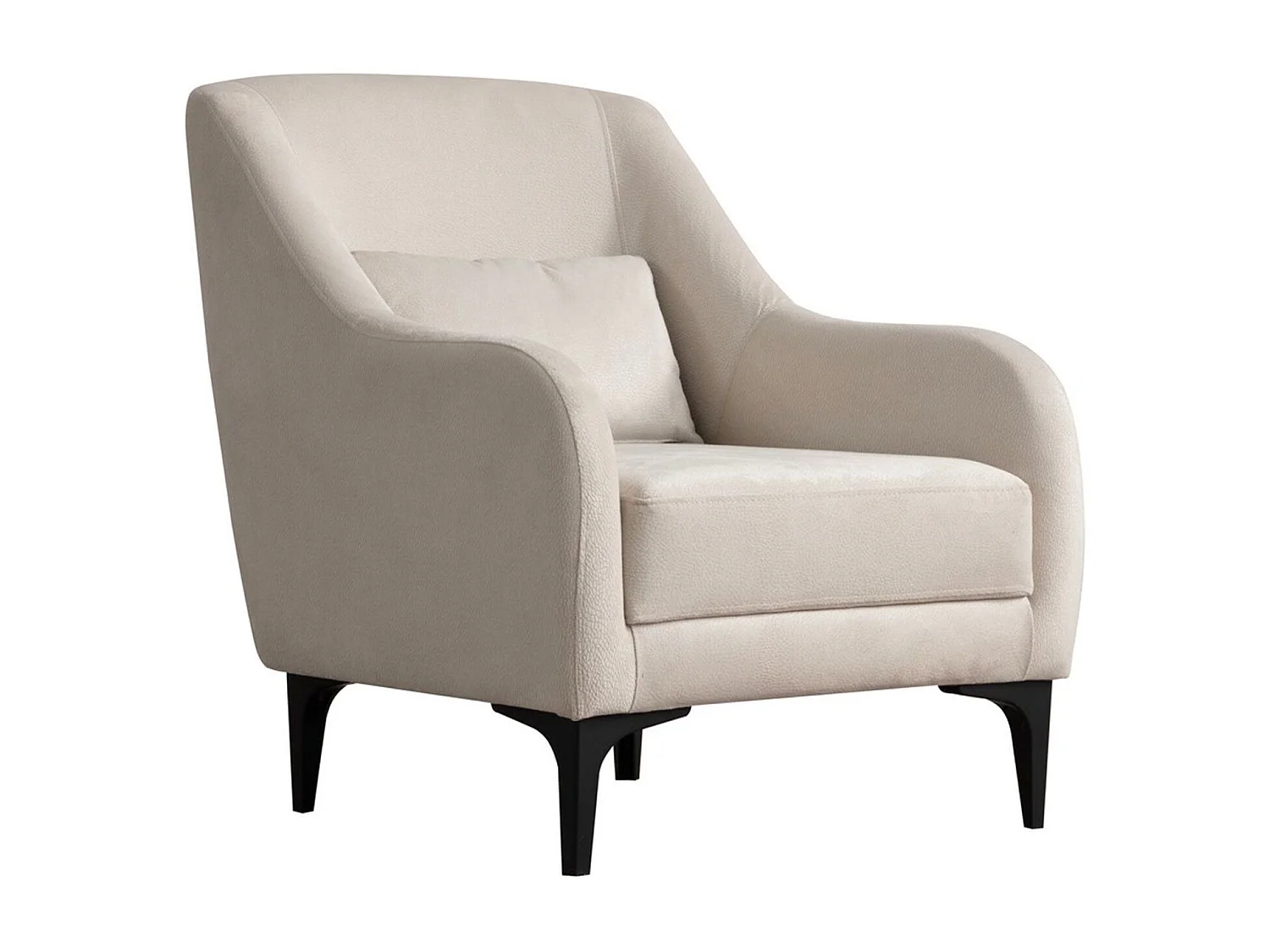 Poltrona Elegante, Cru, 60 x 72 x 81 cm | Estrutura em madeira de faia e aglomerado, 100% poliéster, almofada de espuma macia | Perfeita para sala de