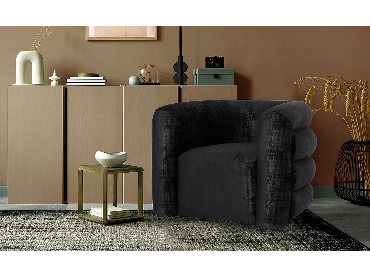 Fauteuil design Dossipa Tissu texturé Noir