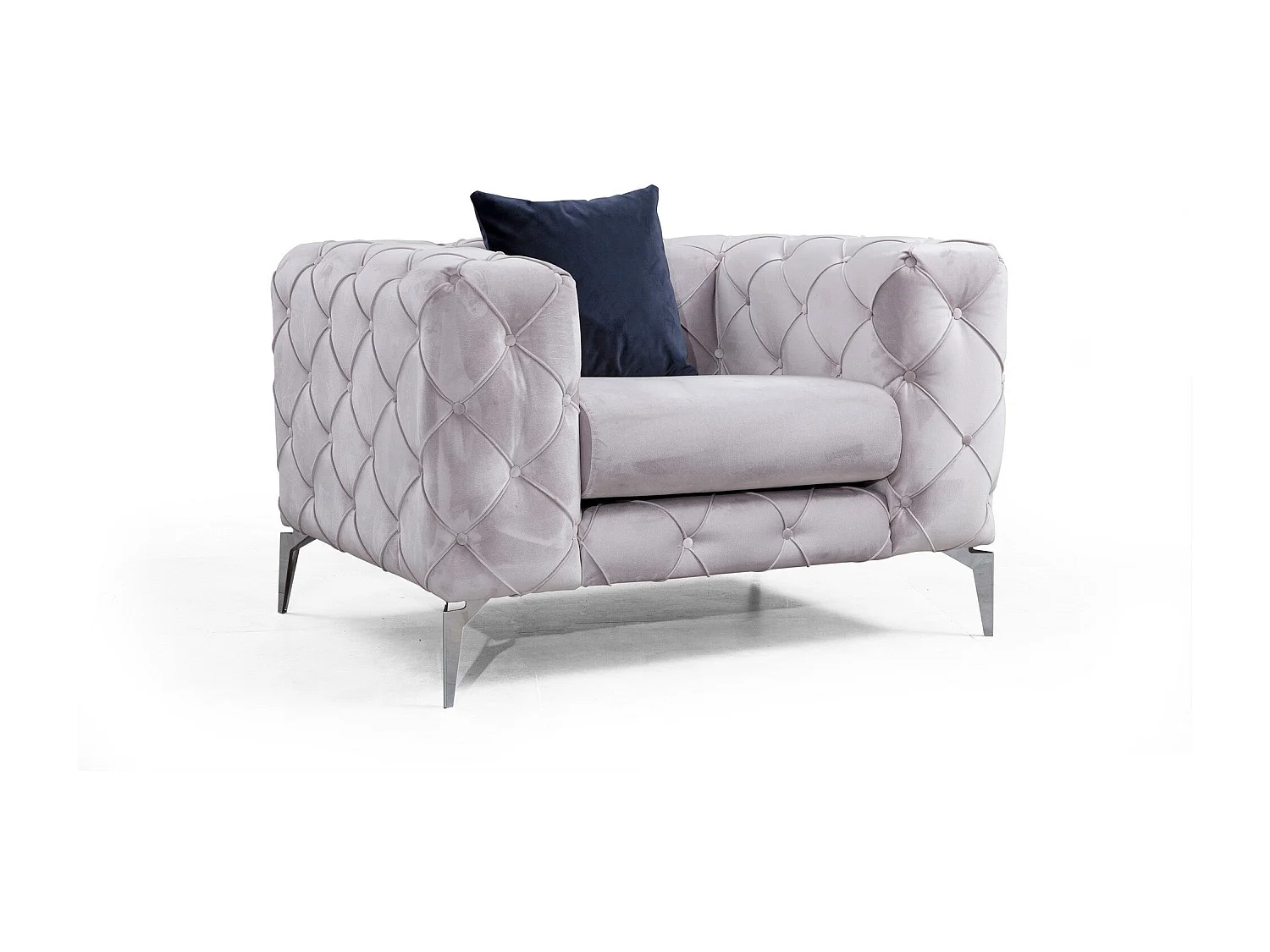 Chesterfield sillón Altadena 358, Gris, 70x108x90cm, Tapiz, Patas: Metal