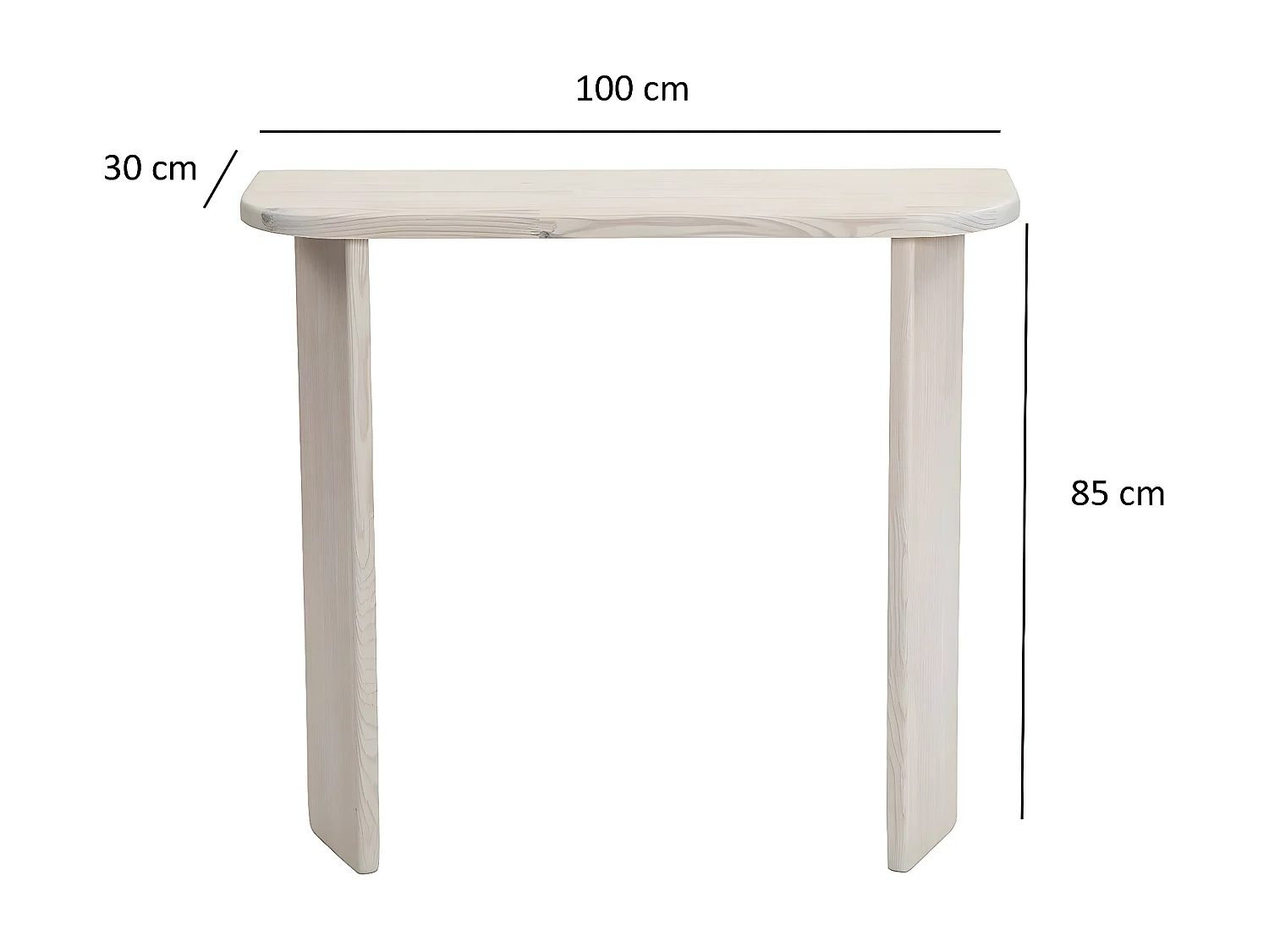 Console moderne Ikram L100cm Bois massif Blanc