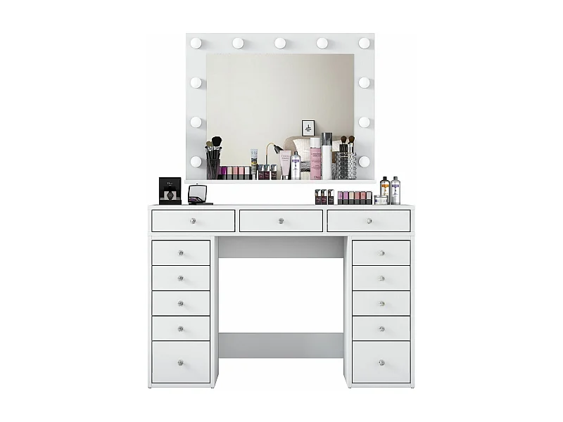 Tocador Asheboro 101, Blanco, Espejo, 82x120x45cm