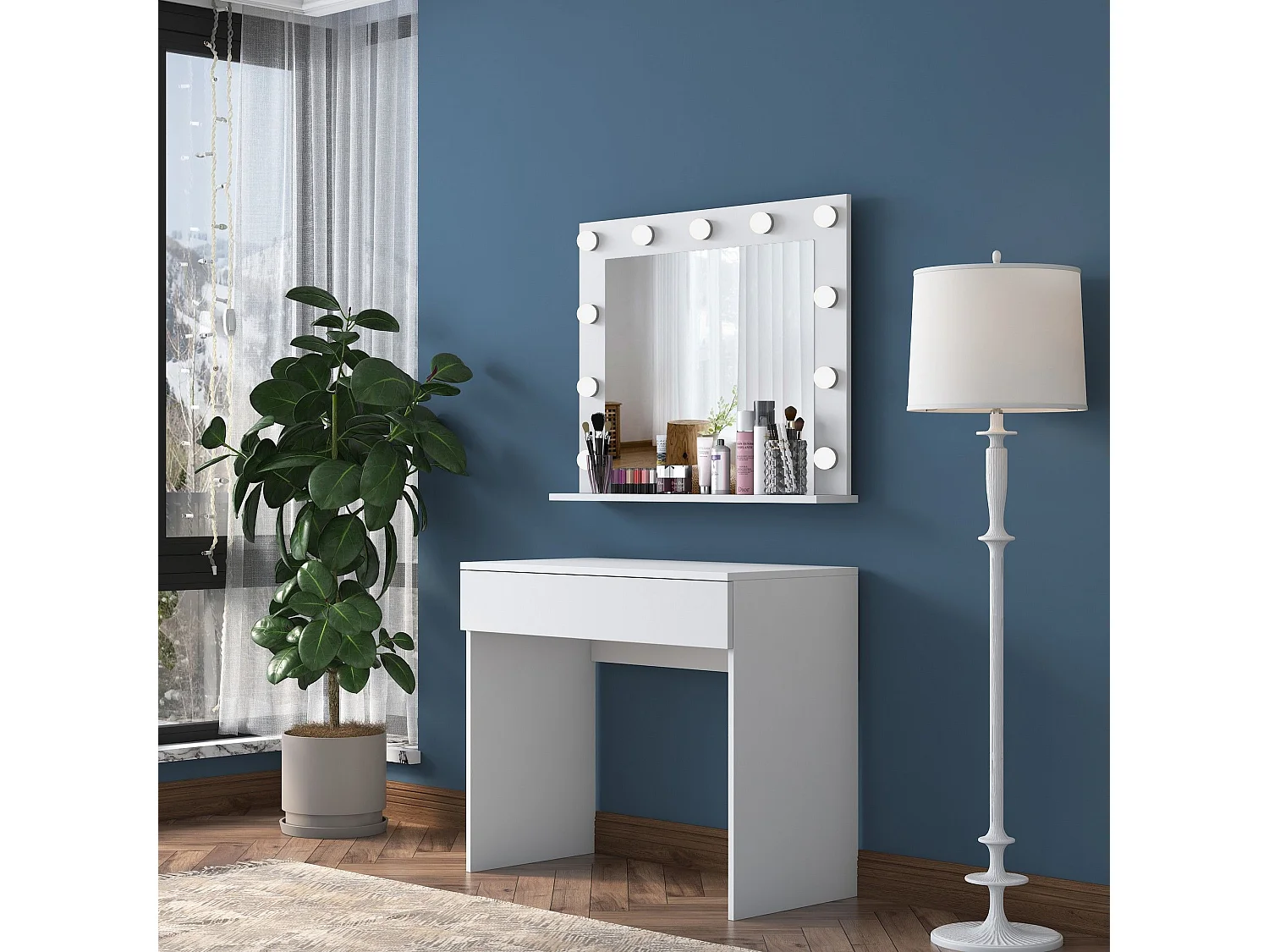 Tocador Kailua 2118, Blanco, Espejo, 77x90x45cm