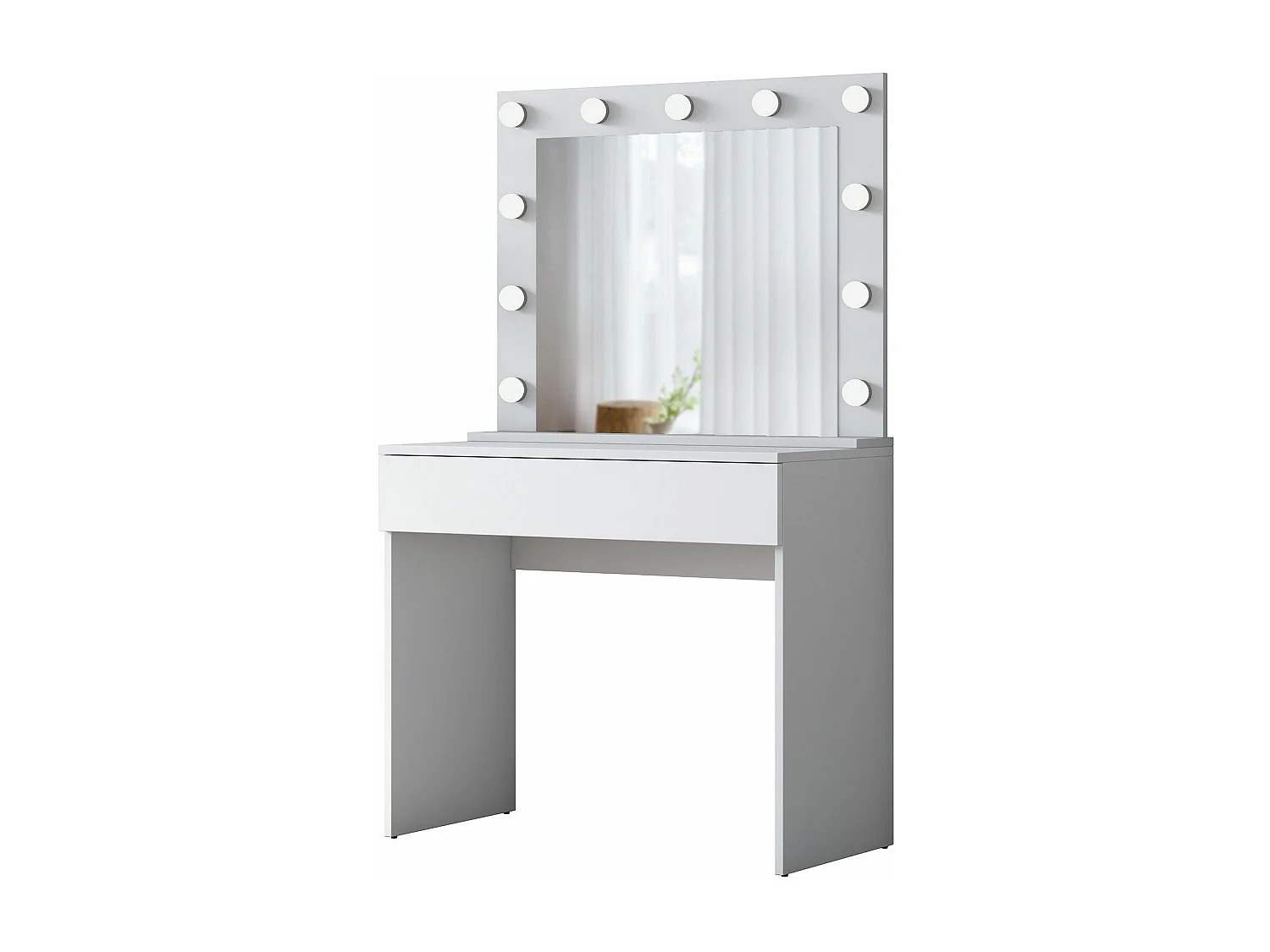 Coiffeuse moderne avec miroir LED Fino L90cm Blanc