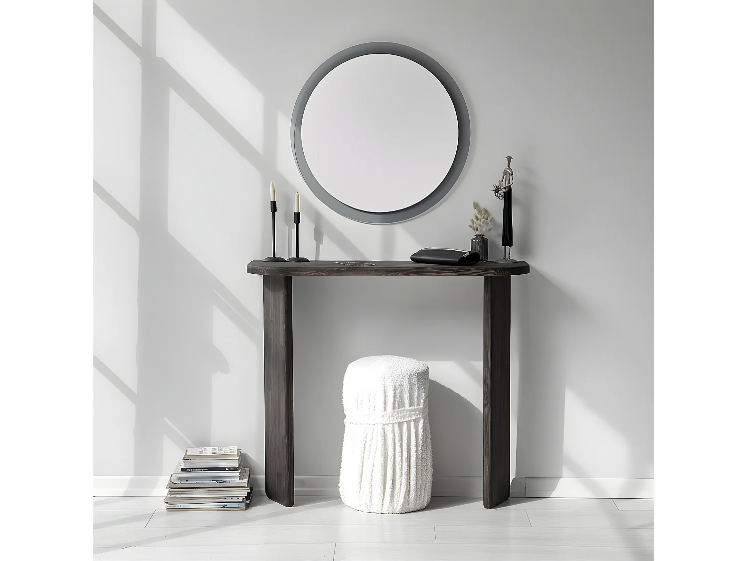 Console moderne Ikram L100cm Bois massif Anthracite