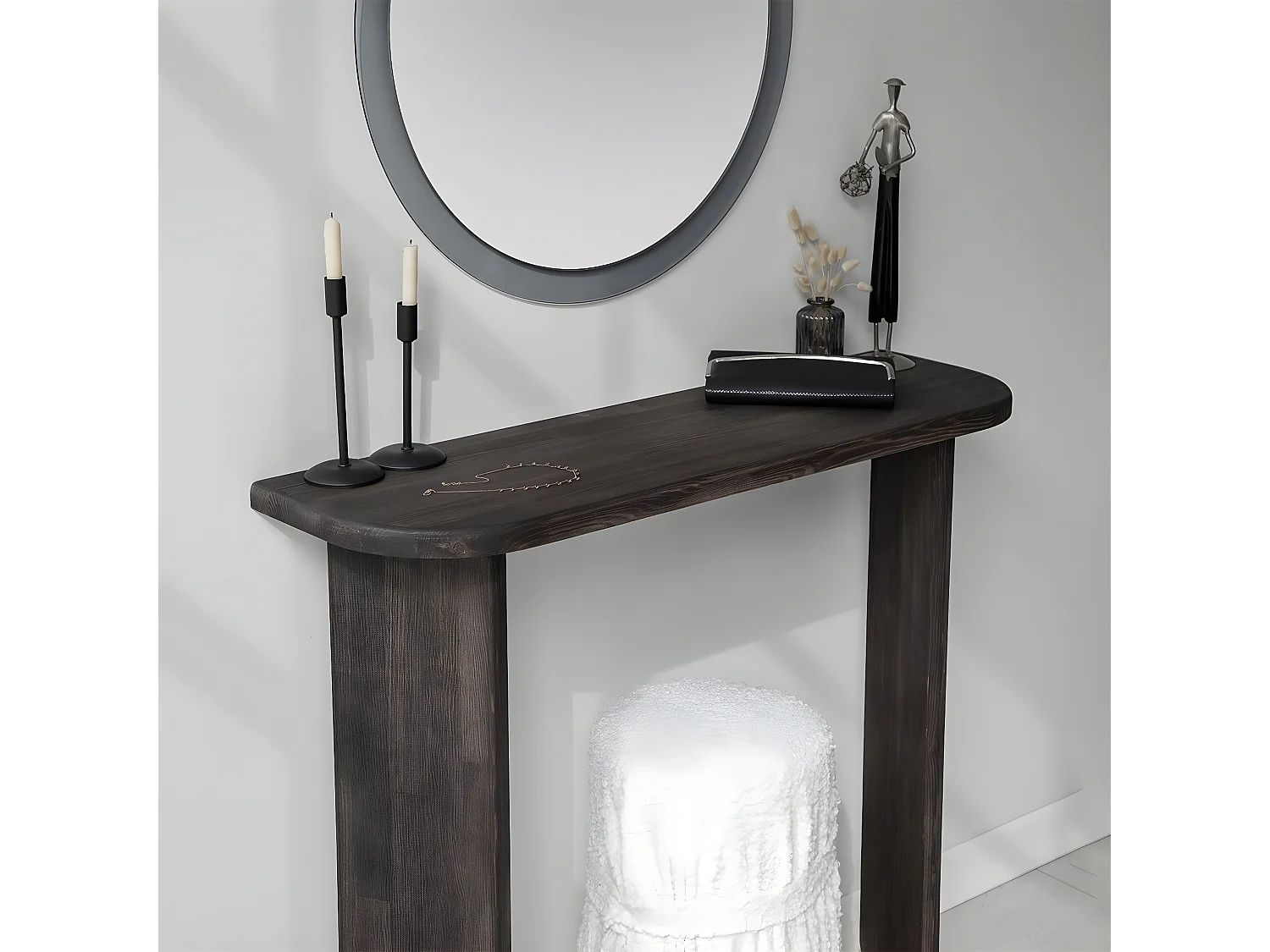 Console moderne Ikram L100cm Bois massif Anthracite