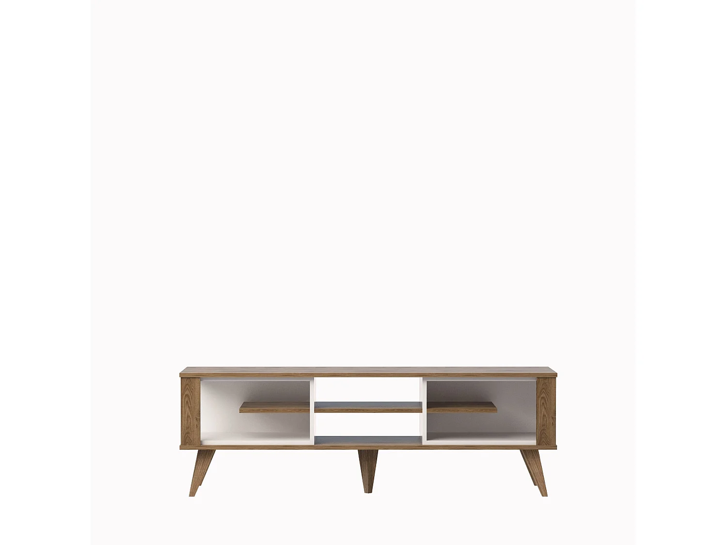 Meuble TV Style scandinave Conio L160cm Blanc et Chêne clair
