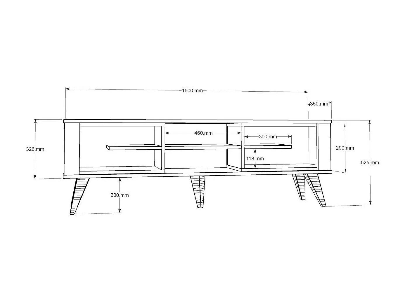 Meuble TV Style scandinave Conio L160cm Blanc et Chêne clair
