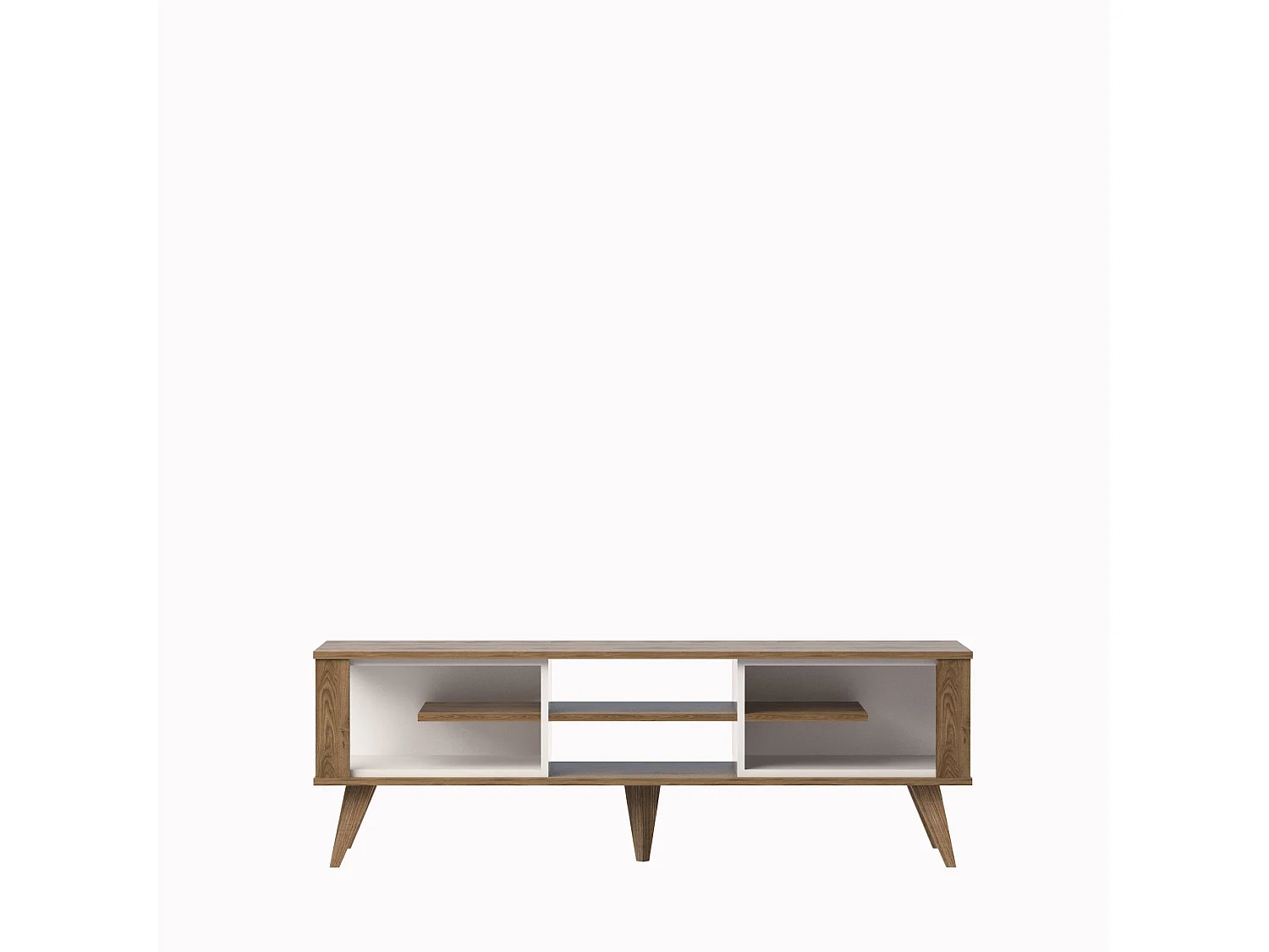 Meuble TV Style scandinave Conio L160cm Blanc et Chêne clair