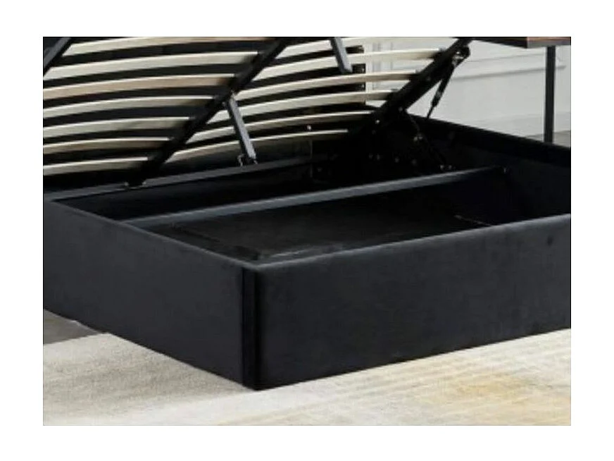 Lit coffre capitonné losange velours Vazal-Couleur Noir-160x200