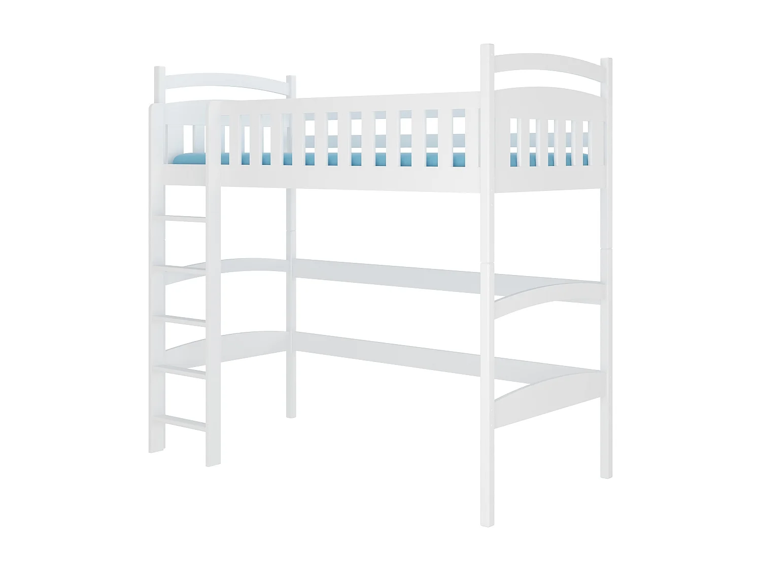 Lit enfant mezzanine bois de pin blanc 90x200 Mikola
