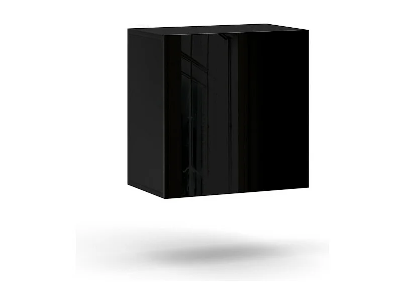 Petit meuble de rangement suspendu NEVER noir brillant 50cm