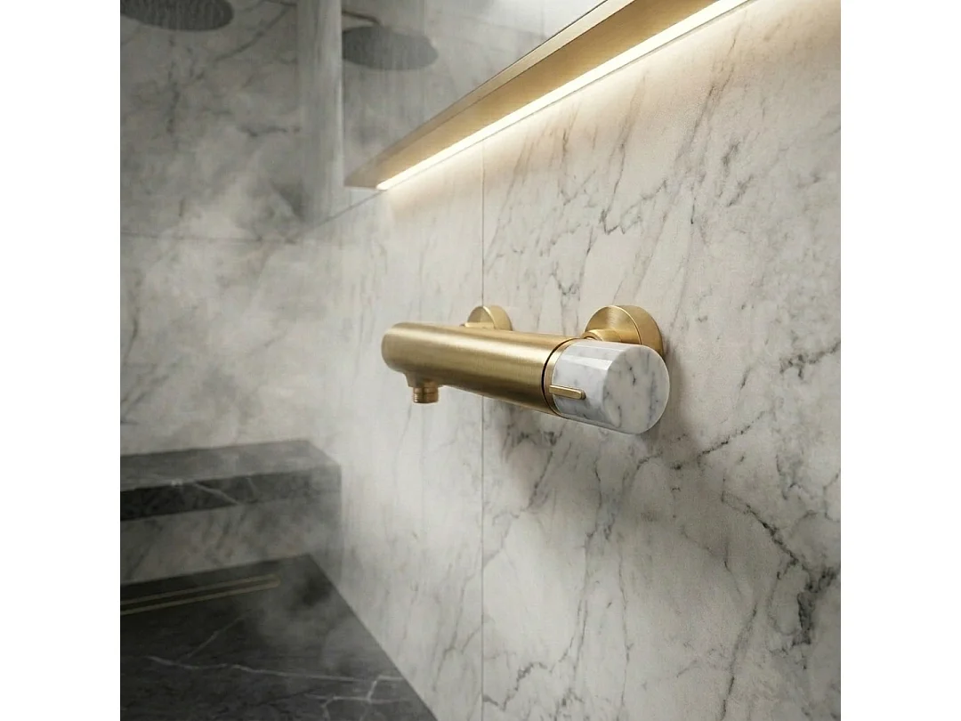 Manopola mitigeur douche mécanique or brossé marbre - Essebagno