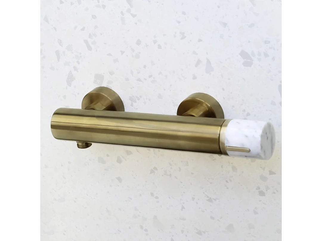 Manopola mitigeur douche mécanique or brossé marbre - Essebagno