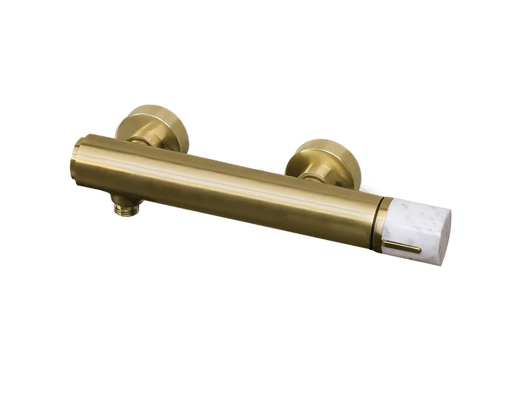 Manopola misturador de duche mecânico mármore ouro escovado Essebagno